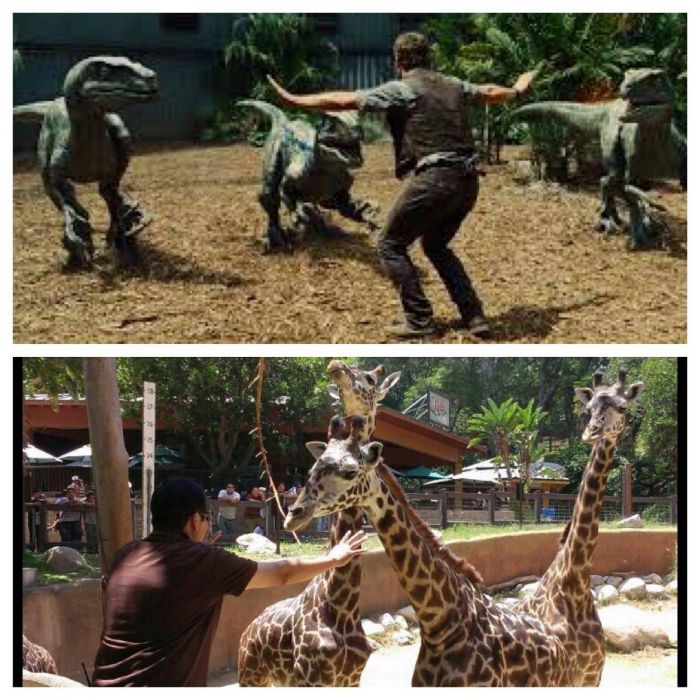 Pracownicy Zoo w scenie z Jurassic World