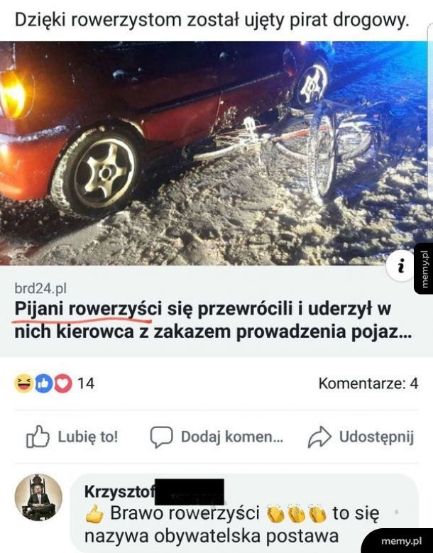 Gratulacje dla rowerzystów