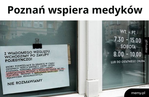 Osoby z tej piekarni proszone są o powstrzymanie się od proszenia kiedykolwiek o pomoc w szpitalu lub w przychodni