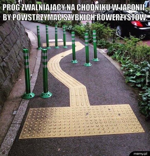 próg zwalniający na chodniku w Japonii. by powstrzymać szybkich  