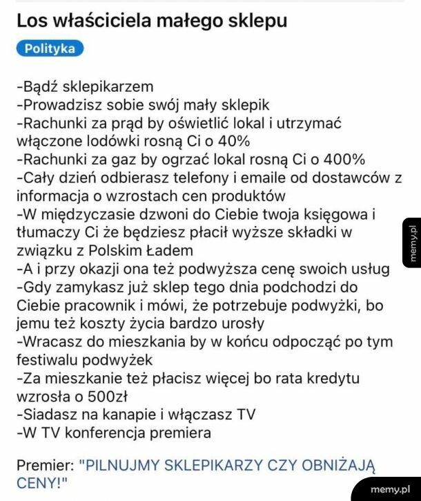 Los właściciela małego sklepu