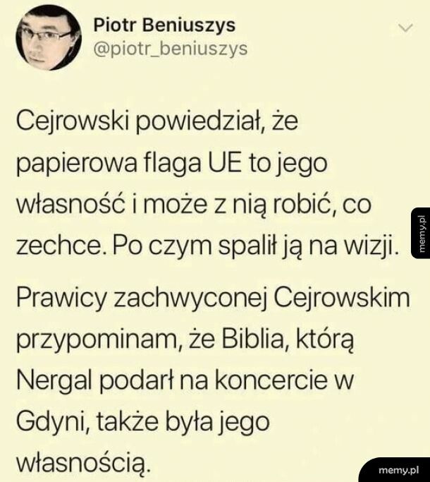 Papierowa flaga UE własnością Cejrowskiego