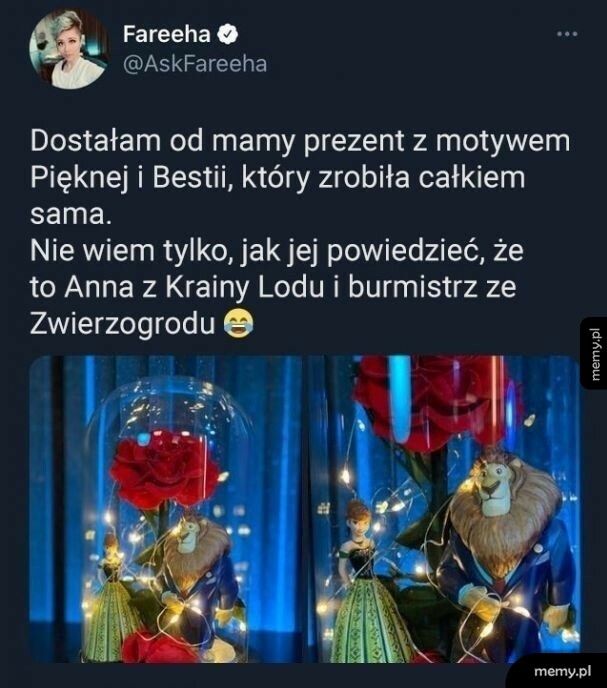 Prezent z motywem Pięknej i Bestii