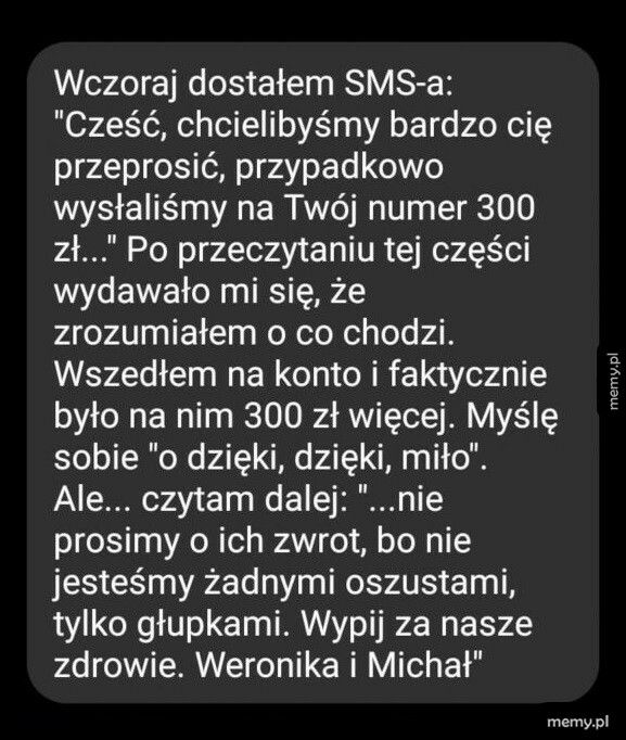 SMS z przeprosinami