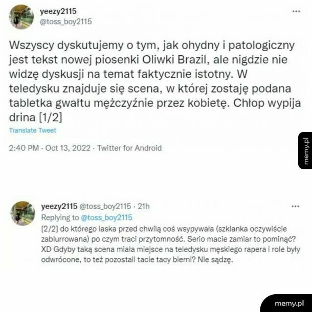 Nie polecam odsłuchiwać tego kawałka, to jest tragedia. Podwójne standardy jak nic.