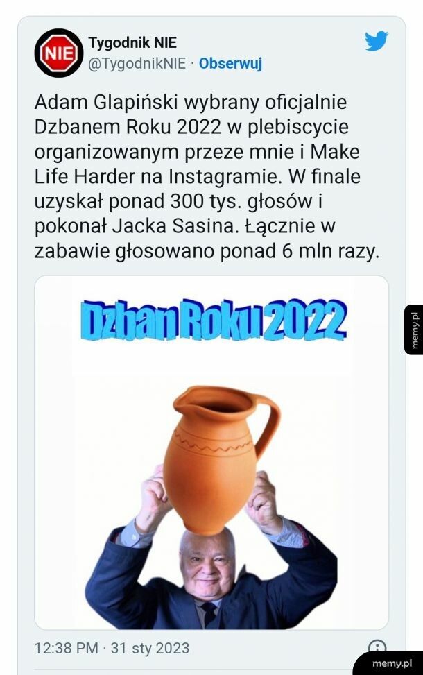 Jaszczomp Dzbanem Roku