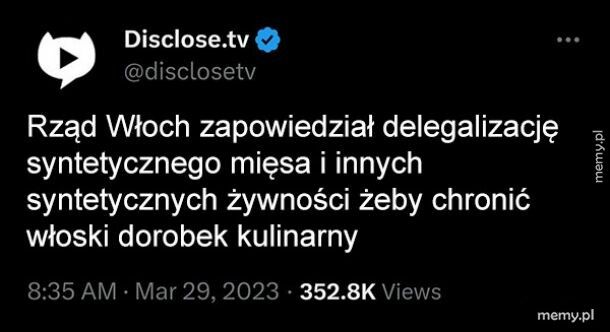 Rząd Włoch zapowiedział delegalizację syntetycznego mięsa