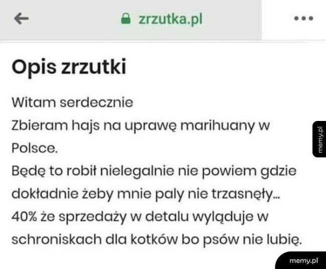 Zrzutka w szlachetnym celu