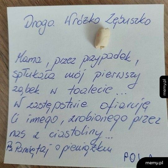 List do Wróżki Zębuszki