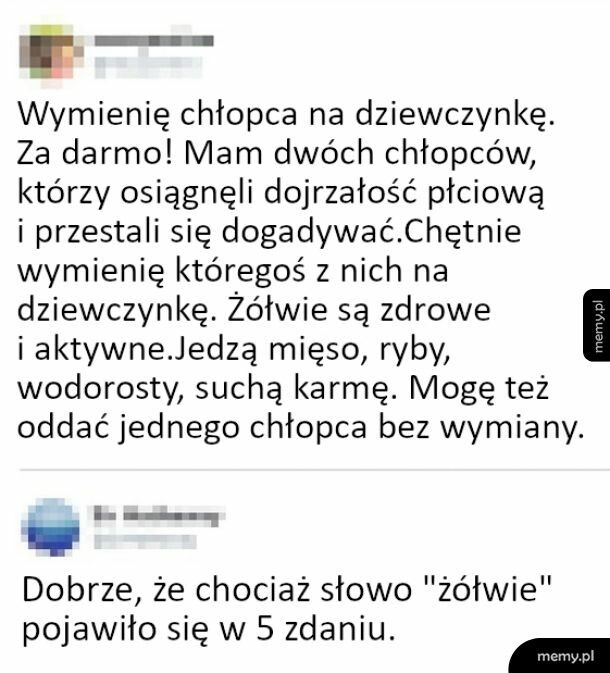 Wymiana chłopca na dziewczynkę