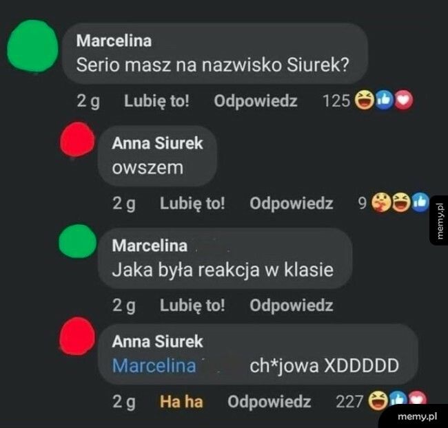 Reakcja klasy na nazwisko