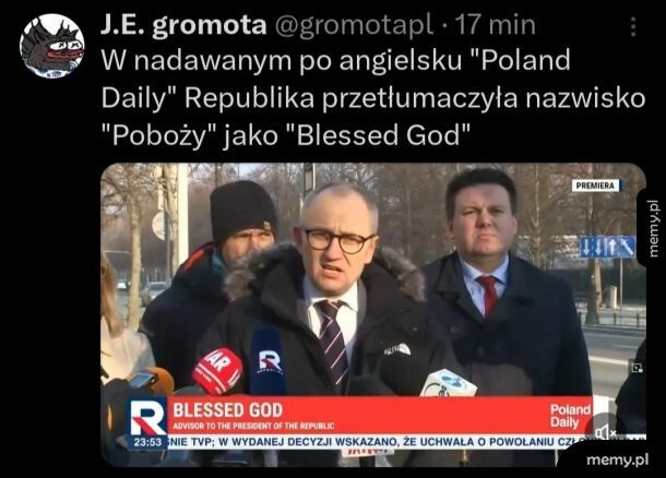 Republika nadaje przemówienie samego Boga. A wy dalej oglądacie szatańskie tefałeny?