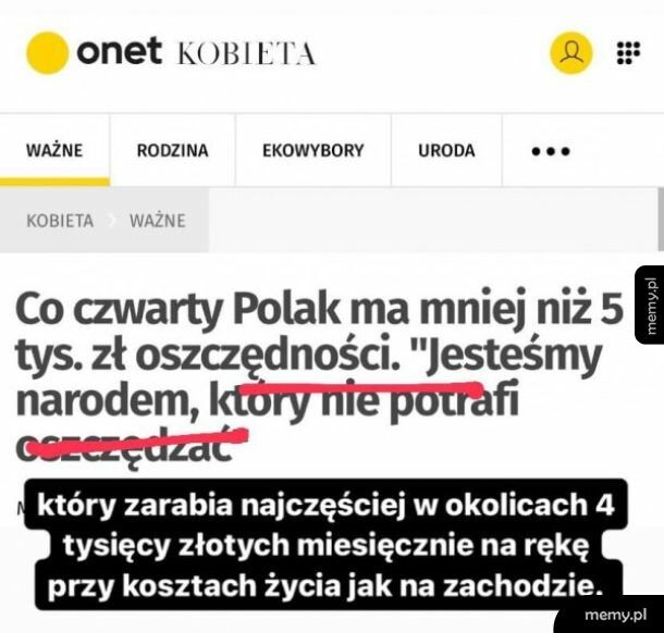 Oszczędności w tym kraju