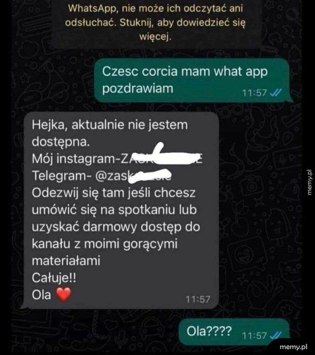 Córeczka na WhatsApp