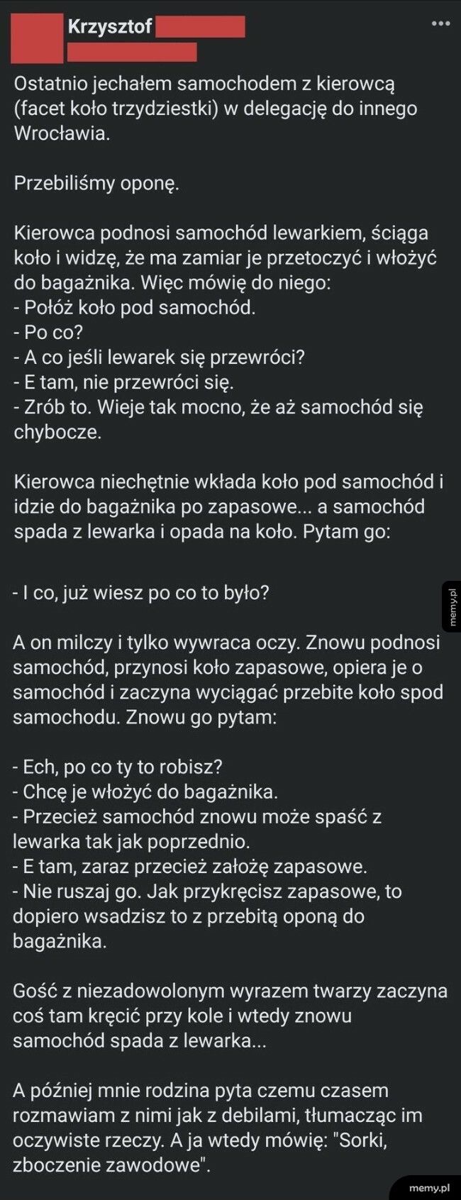 Kierowca kontra przebita opona