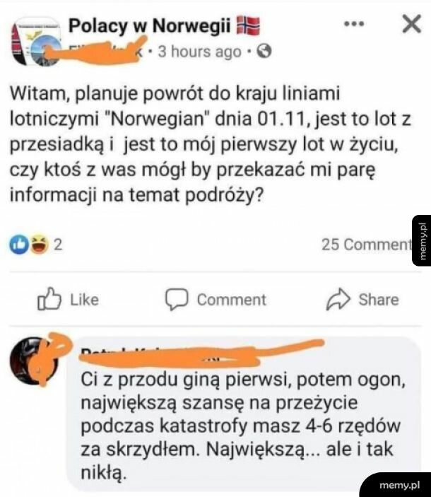 Pierwszy lot w życiu