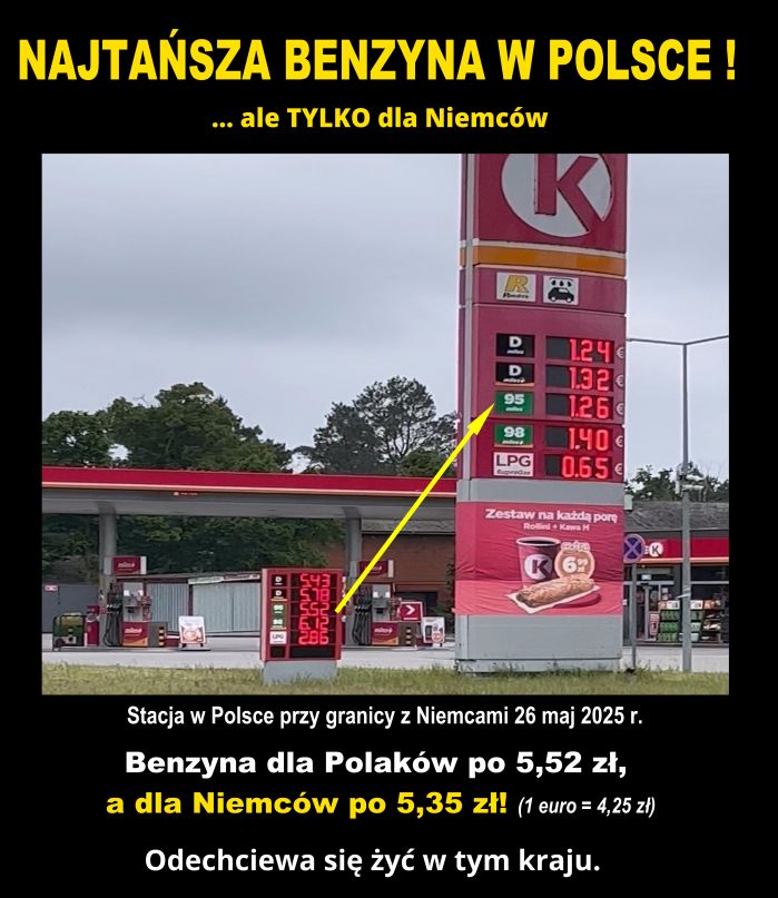 Najtansza benzyna w Polsce, ale nie dla Polakow