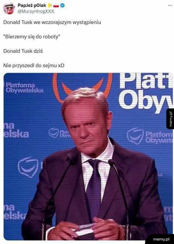 Może mało robi jako premier, ale za to olewa głosowania