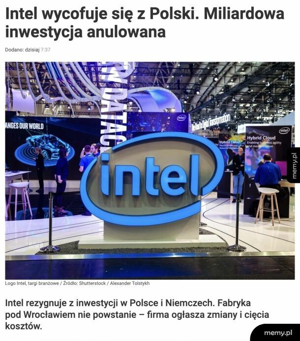 Intel rezygnuje z fabryki pod Wrocławiem