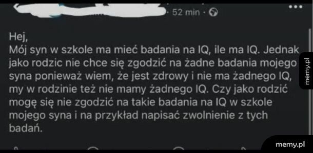 Wynik testu IQ — Negatywny