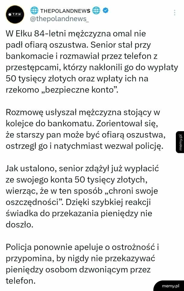 Ostrzegajcie swoich dziadków i rodziców przed oszustami
