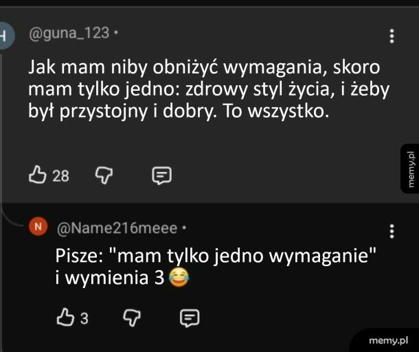 Jedno wymaganie