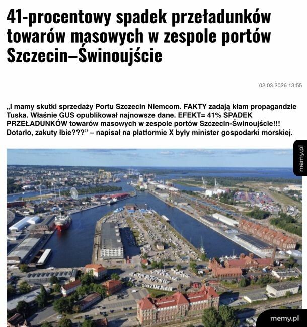 Zapaść w portach Szczecin-Świnoujście po przejęciu przez Niemc&oacute;w