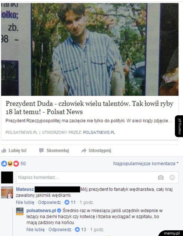 Duda to fanatyk wędkarstwa