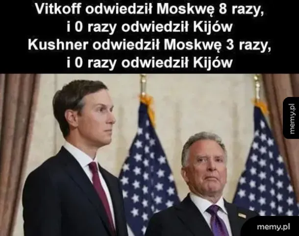 Jared Kushner i Steve Witkoff na tle amerykańskich flag