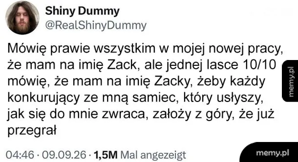 Zrzut ekranu tweeta użytkownika Shiny Dummy o podrywaniu w pracy.