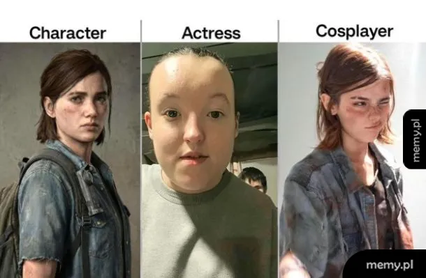 Porównanie postaci Ellie z gry, aktorki serialowej oraz cosplayerki