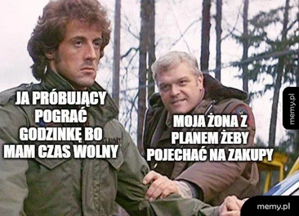 Mem z filmu Rambo, gdzie szeryf zatrzymuje bohatera.