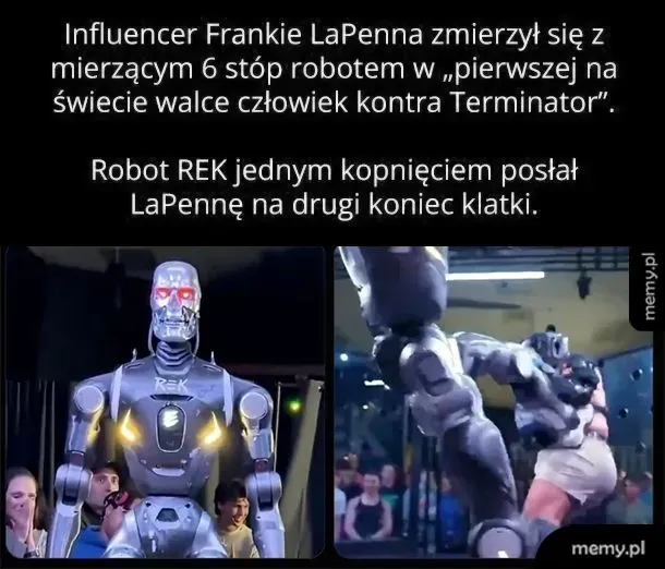 Mem z walki influencera z robotem Terminatora