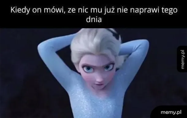 Elsa z Krainy Lodu wiążąca włosy z zdeterminowaną miną.