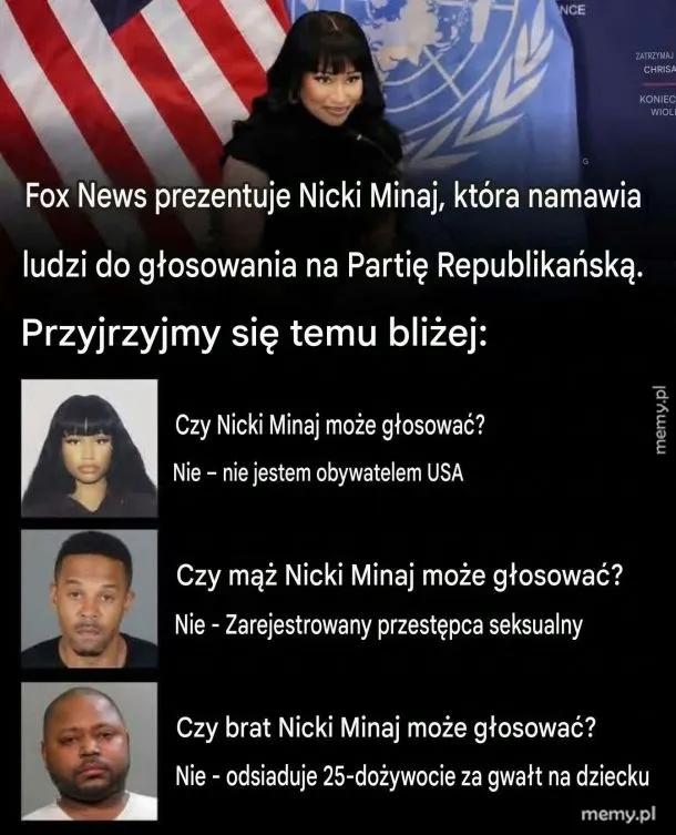 Mem o Nicki Minaj i jej rodzinie w kontekście wyborów w USA