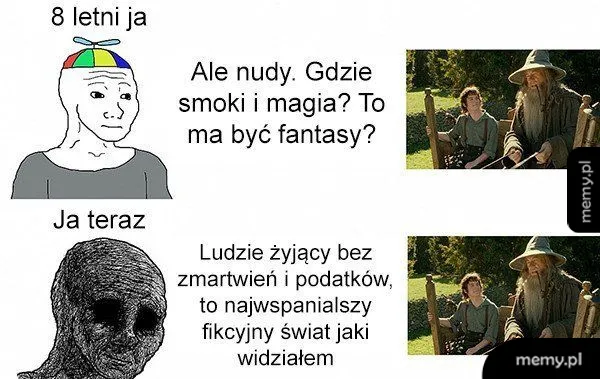 Mem porównujący odbiór Władcy Pierścieni w dzieciństwie i dorosłości.
