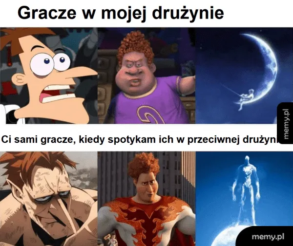 Mem porównujący graczy w Twojej drużynie do tych samych graczy w przeciwnej drużynie.