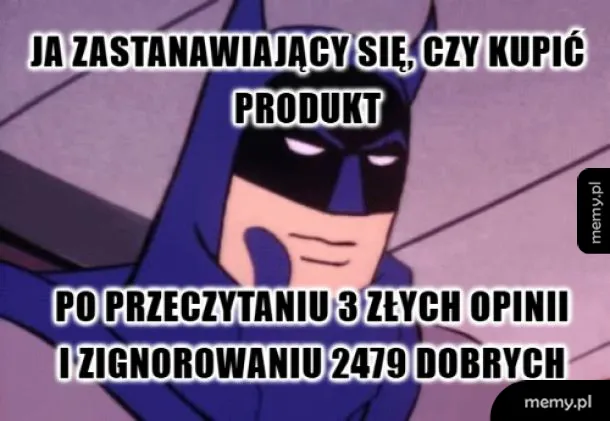 Batman zamyślony, z ręką na brodzie