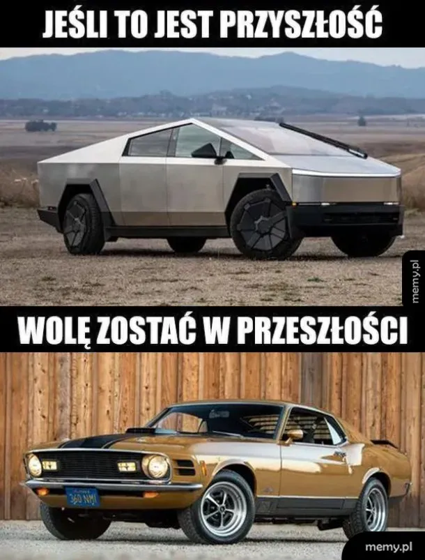 Porównanie Tesli Cybertruck i klasycznego muscle cara