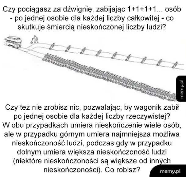 Modyfikacja dylematu wagonika z nieskończonością osób i matematyką