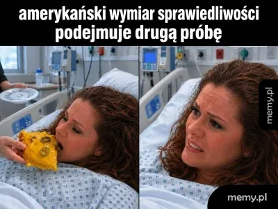 Kobieta w szpitalu jedząca pizzę i robiąca grymas bólu
