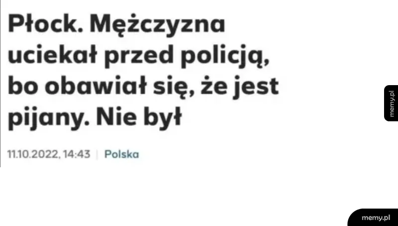 Nagłówek z wiadomościami o mężczyźnie z Płocka uciekającym przed policją