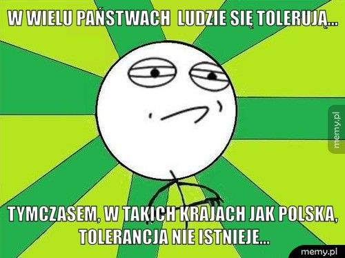 W wielu państwach ludzie się tolerują... Tymczasem, w Takich krajach jak Polska, Tolerancja nie istnieje.