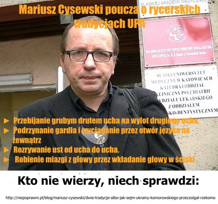 Mariusz Cysewski kontynuuje wychwalanie rycerskich tradycji UPA
