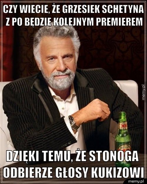 czy wiecie, że grzesiek schetyna z PO będzie kolejnym premierem dzięki temu, że stonoga odbierze głosy kukizowi