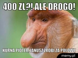 400 zl?! Ale drogo! Kurna Pioter, Janusz zrobi za połowę 