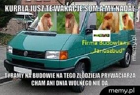 kurrła jusz te wakacje som a my nadal tyramy na budowie na tego złodzieja prywaciarza cham ani dnia wo