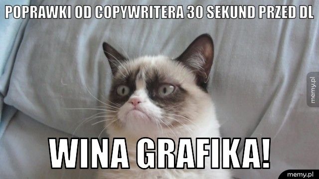 poprawki od copywritera 30 sekund przed DL wina grafika!