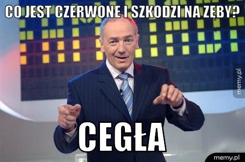 co jest czerwone i szkodzi na zęby? cegła