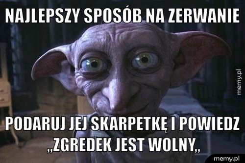 najlepszy sposób na zerwanie podaruj jej skarpetkę i powiedz ,,zgredek jest wolny,,